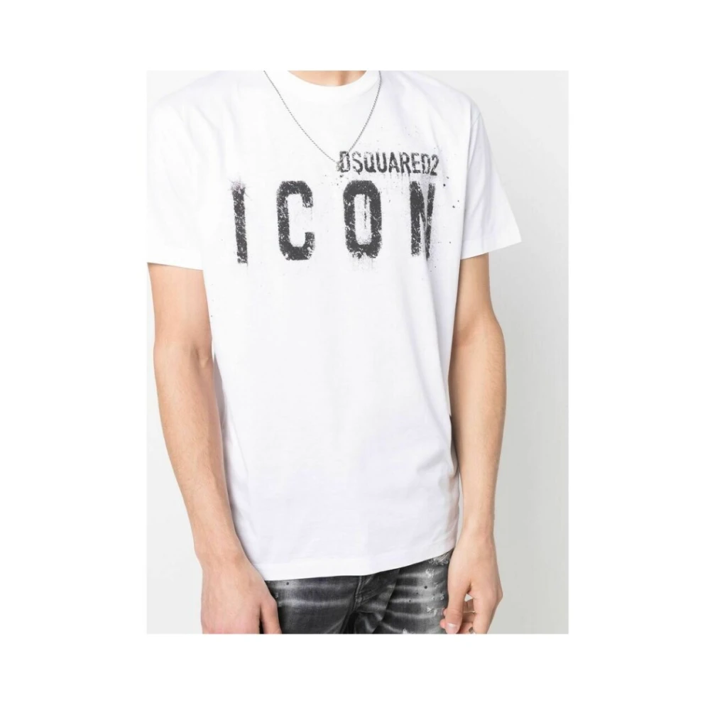 Dsquared2 Icon Spray Cool T-shirt White Heren