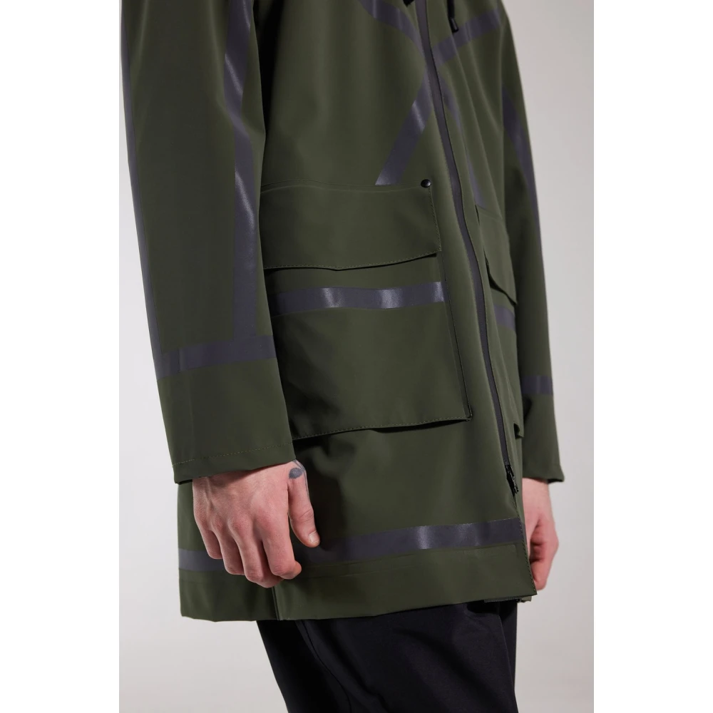 Stutterheim Waterdichte regenjas met reflecterende strepen Green Heren