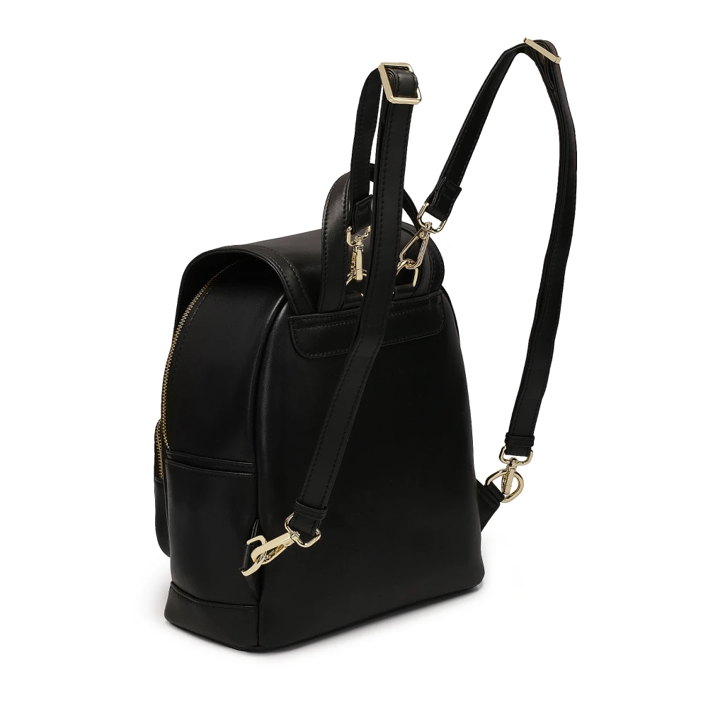 Kazar Zwarte leren rugzak met klep Black Dames