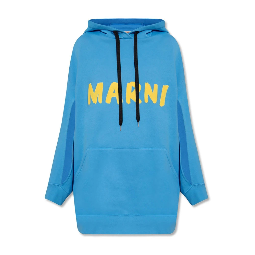 Marni Donna Blu Felpa Con Cappuccio Oversize Aw23