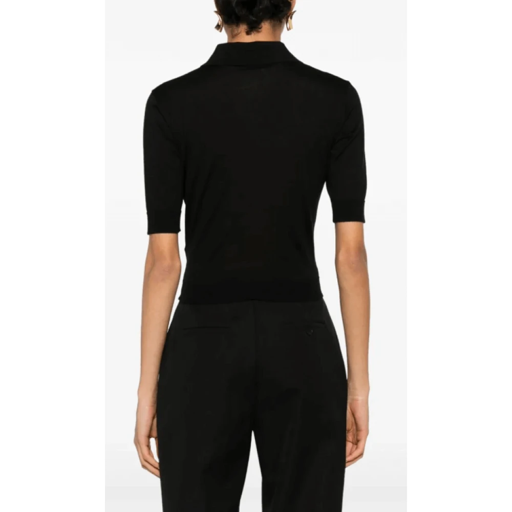 Saint Laurent Zwart Geborduurde Polo Top Black Dames