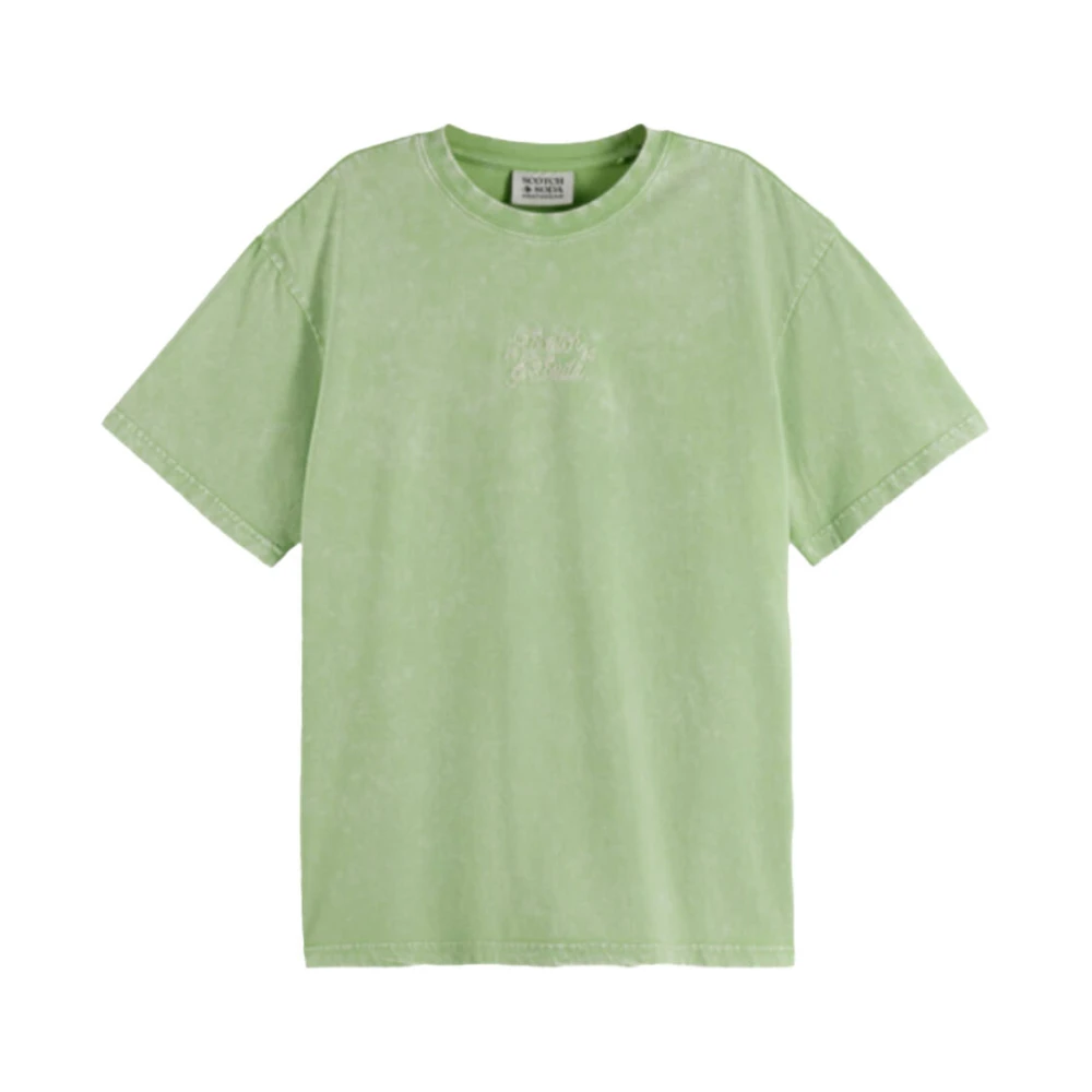 Scotch & Soda Gewassen Logo T-shirt Green Dames