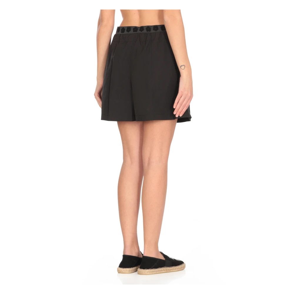 Kenzo Zwarte Katoenmix Elastische Taille Shorts Black Dames