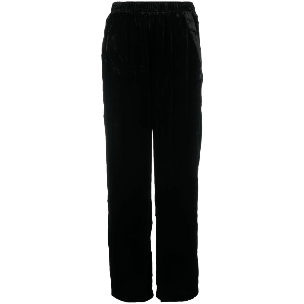 Gold Hawk Zwarte Velvet Straight Leg Broek Black Dames