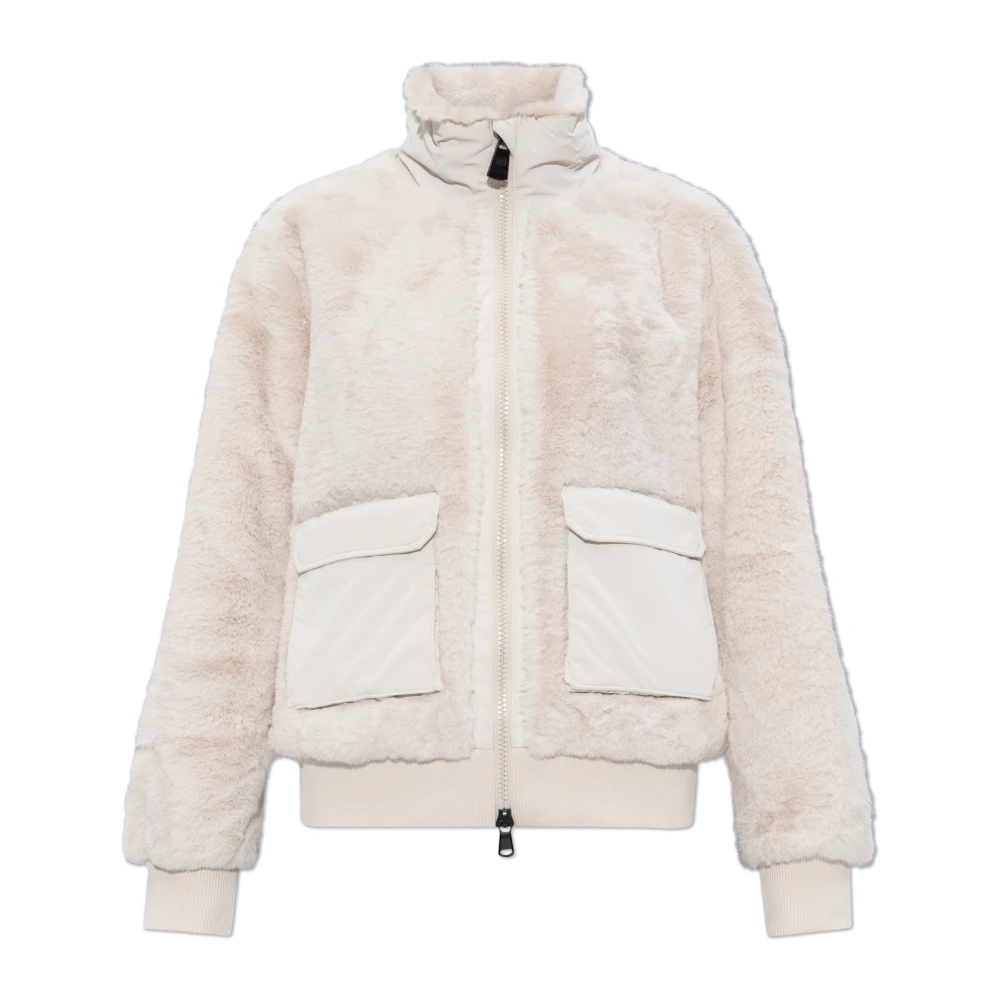 Emporio Armani EA7 Vadderad jacka med fejkpäls Beige, Dam