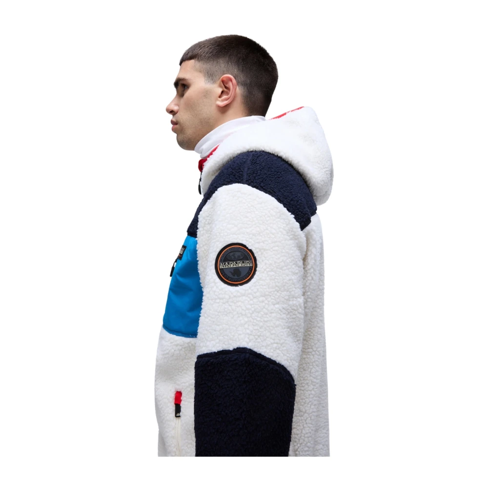 Napapijri Witte Fleece Zip Sweater Yupik Multicolor Heren