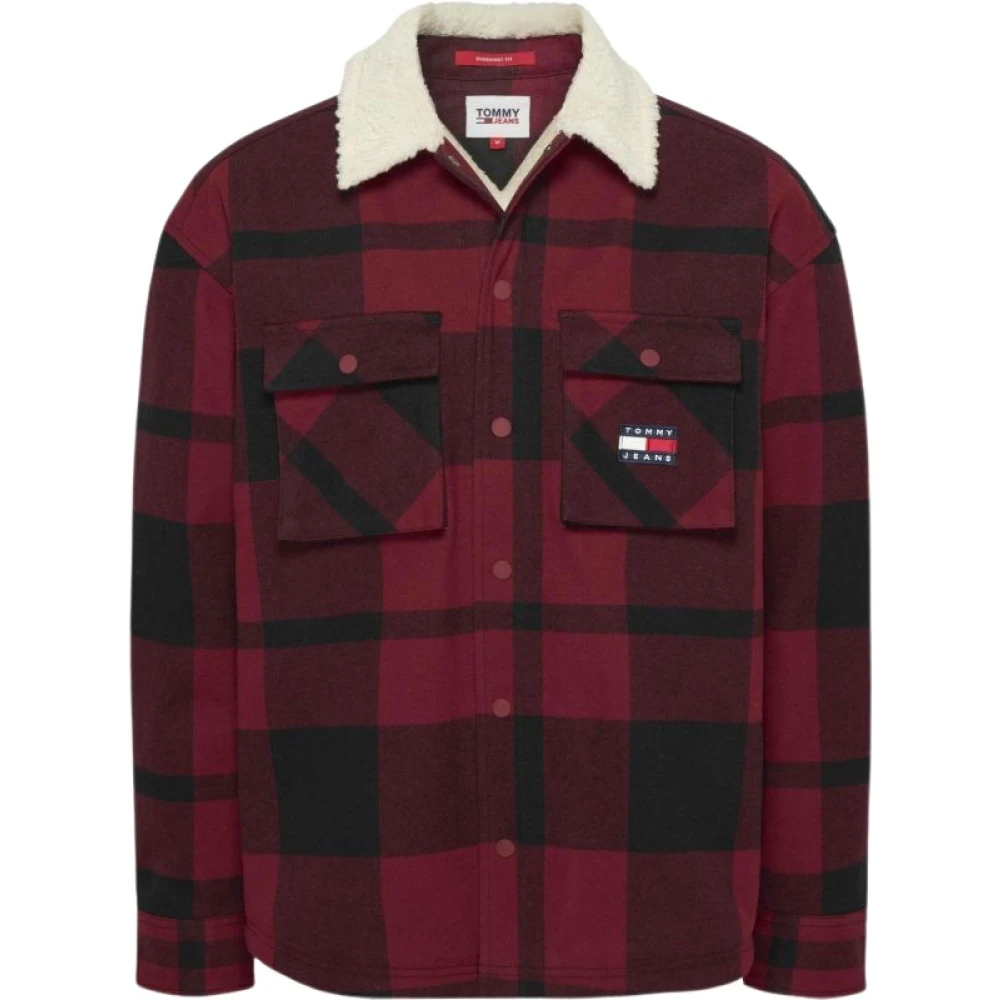 Tommy Jeans Check Sherpa Overshirt Red Heren