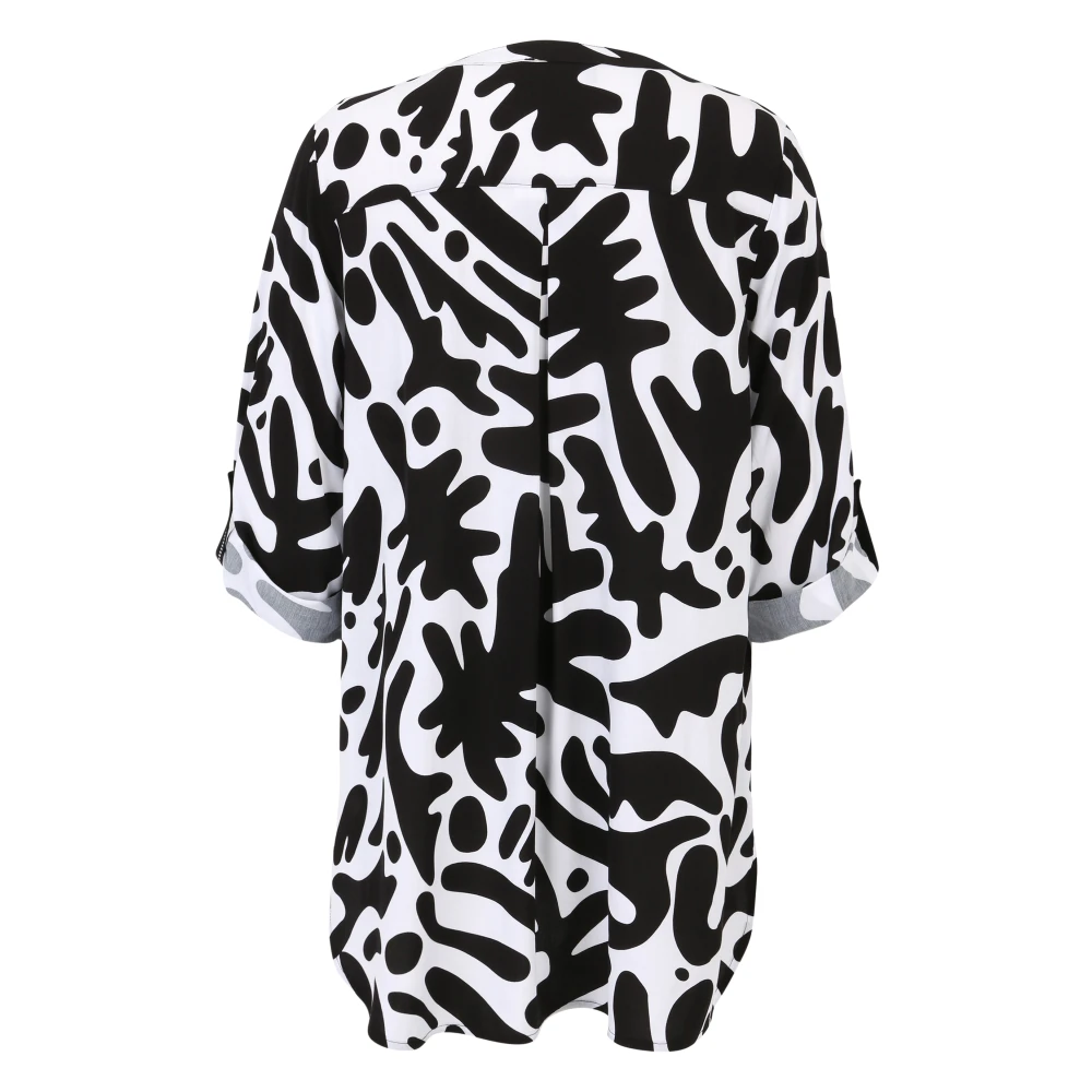 Doris S Blouse met grafische print en strass Black Dames