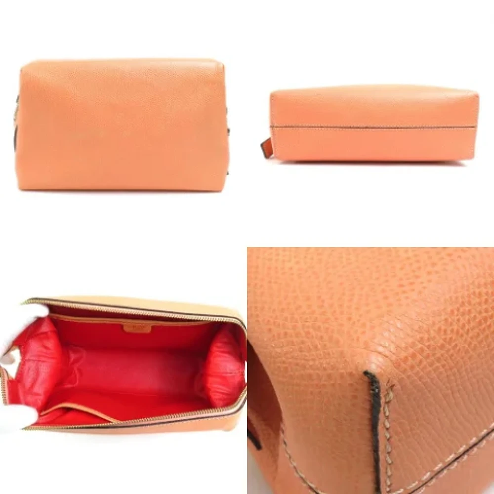 Celine Vintage Pre-owned Leather clutches Orange Dames