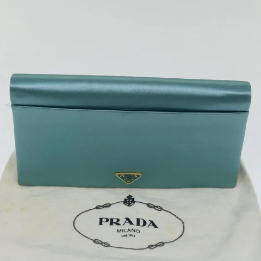 Prada Vintage Pre-owned Silk clutches Blue Dames