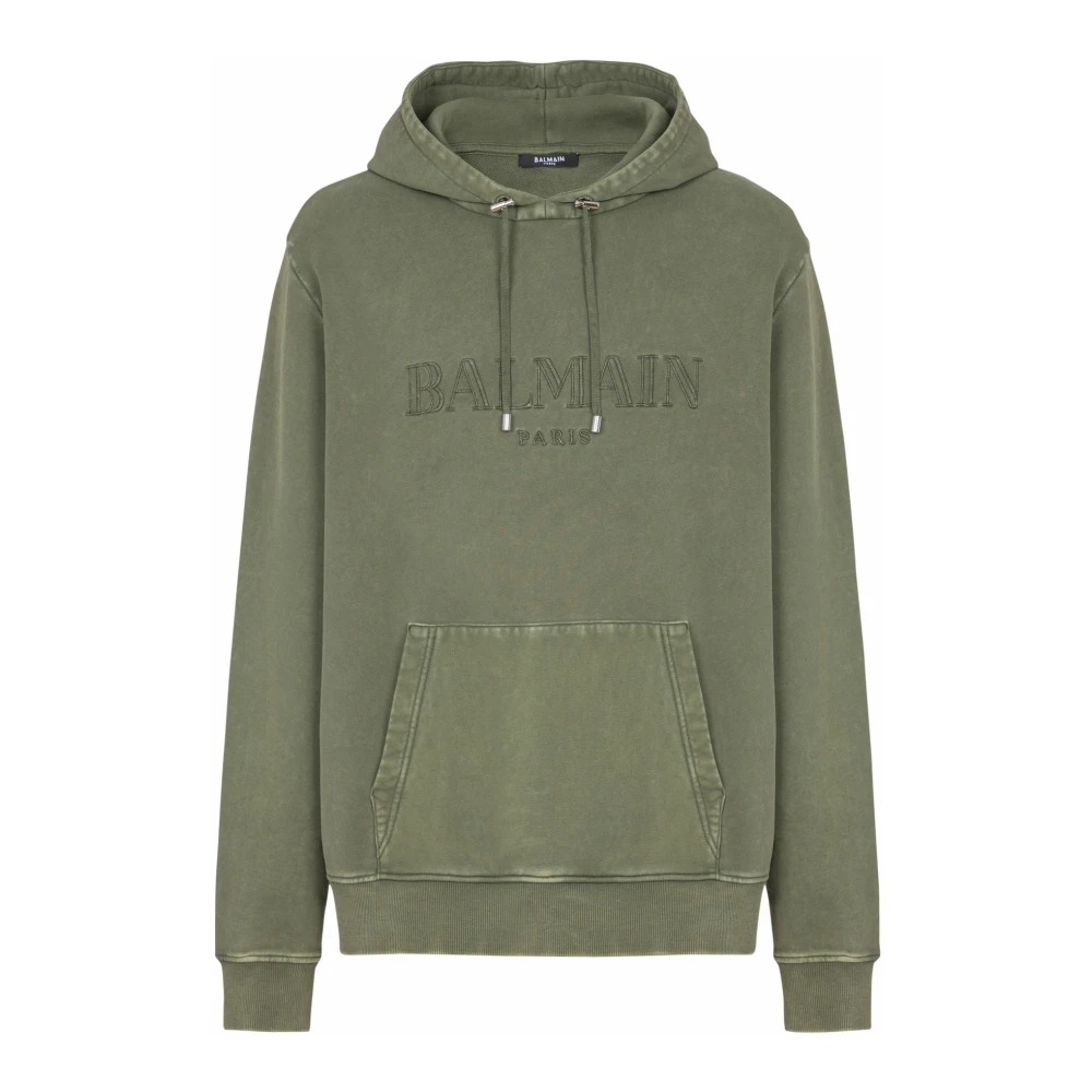 Balmain Green Vintage Balain Ebroidered Hoodie - Male - Hoodies - L - Sweatshirts & Hoodies