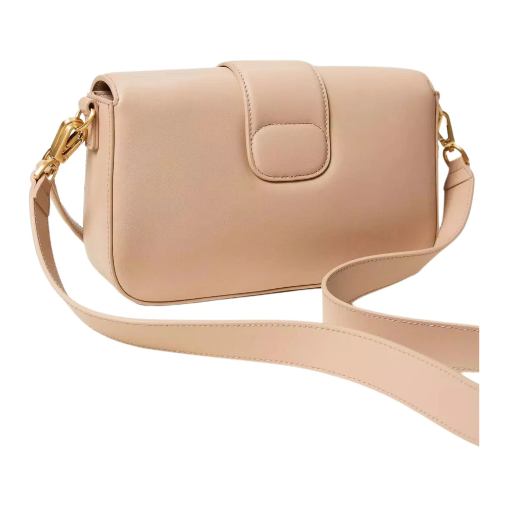 Twinset Elegante Leren Schoudertas met Metalen Logo Pink Dames