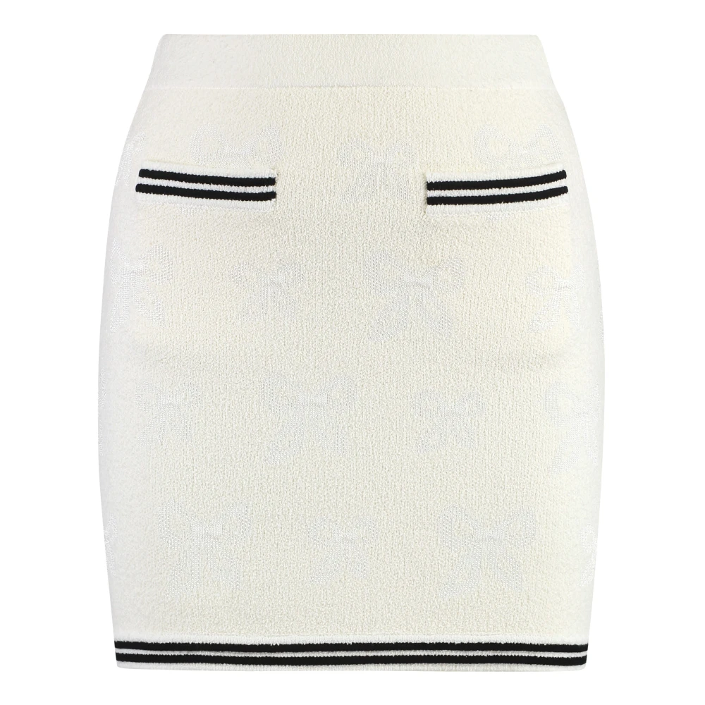 Self Portrait Women's Beige Knitted Mini Skirt