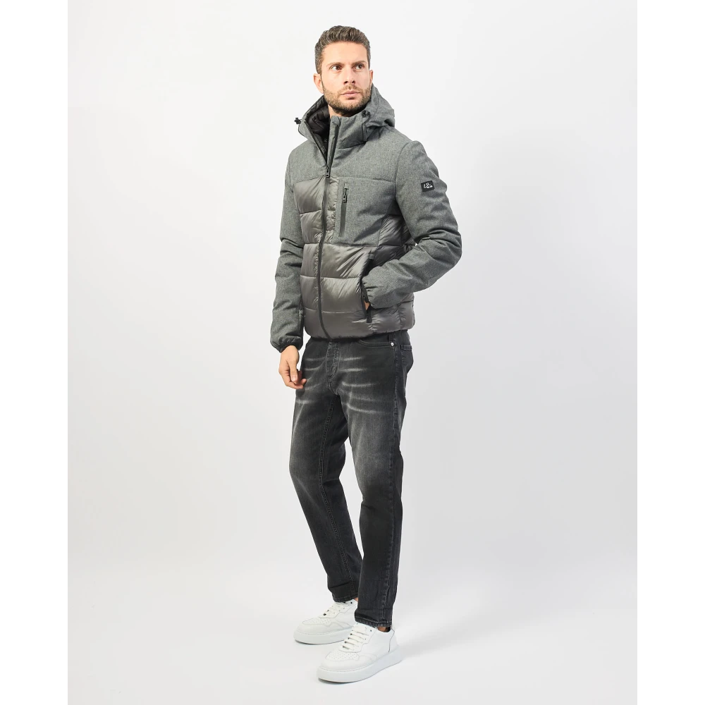 YES ZEE Grijze gewatteerde jas met softshell inzetstukken Gray Heren