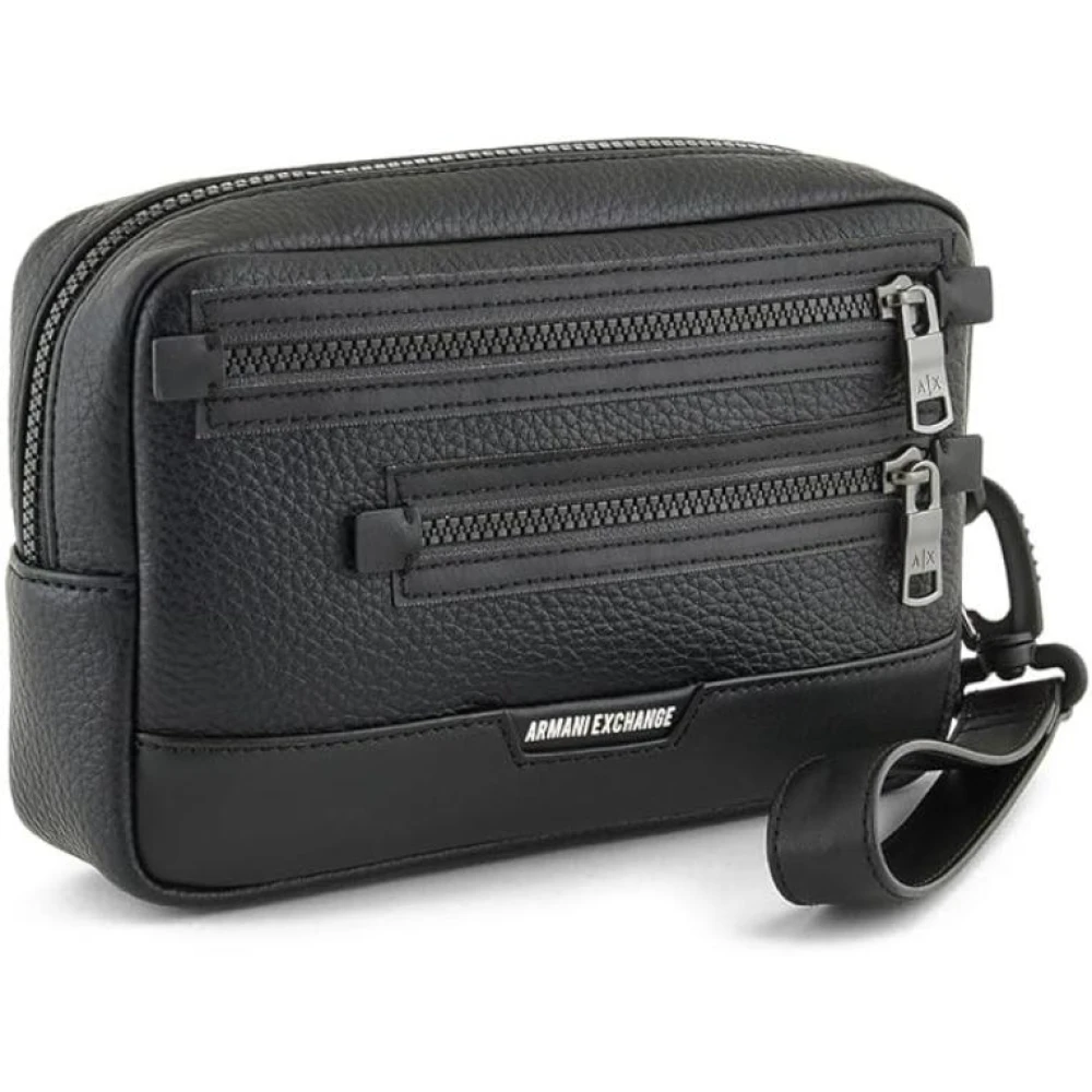 Armani Exchange Make-uptas met ritssluiting en stippenpatroon Black Heren