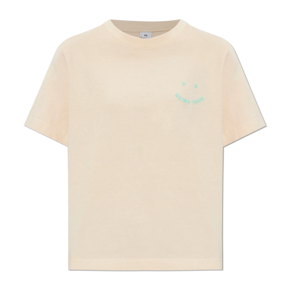 Ps By Paul Smith Femme Beige Tops, Taille: 38 Fr T-Shirt Avec Logo Brodé