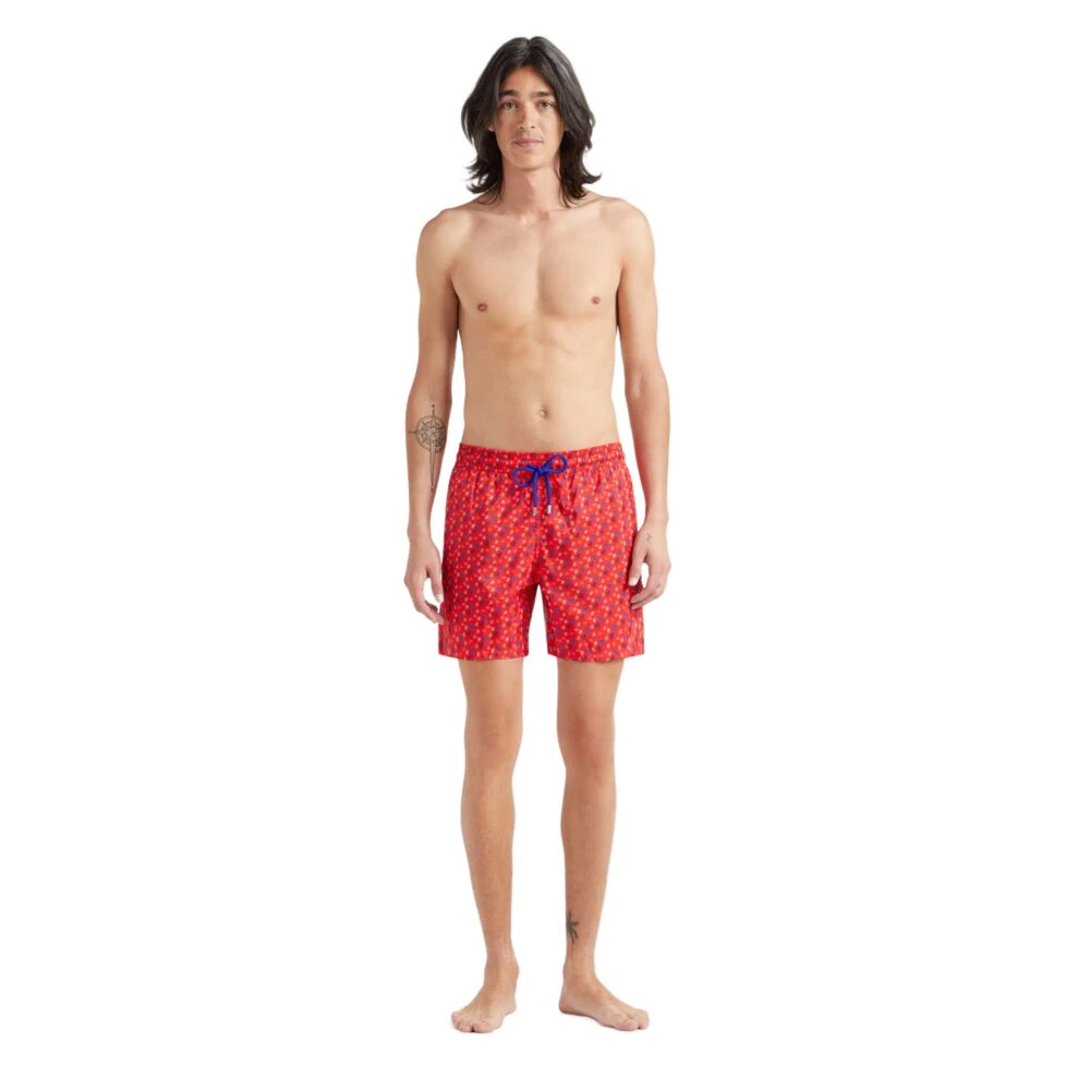 Vilebrequin Ultralichte en opvouwbare Micro Ronde Des Tortues Rainbow zwemshorts voor heren Red Heren