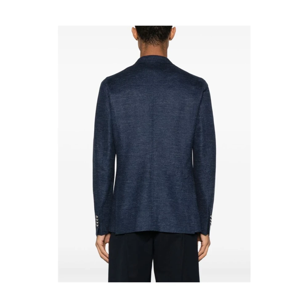 Tagliatore Navy Blauw Dubbel-Breasted Jas Blue Heren