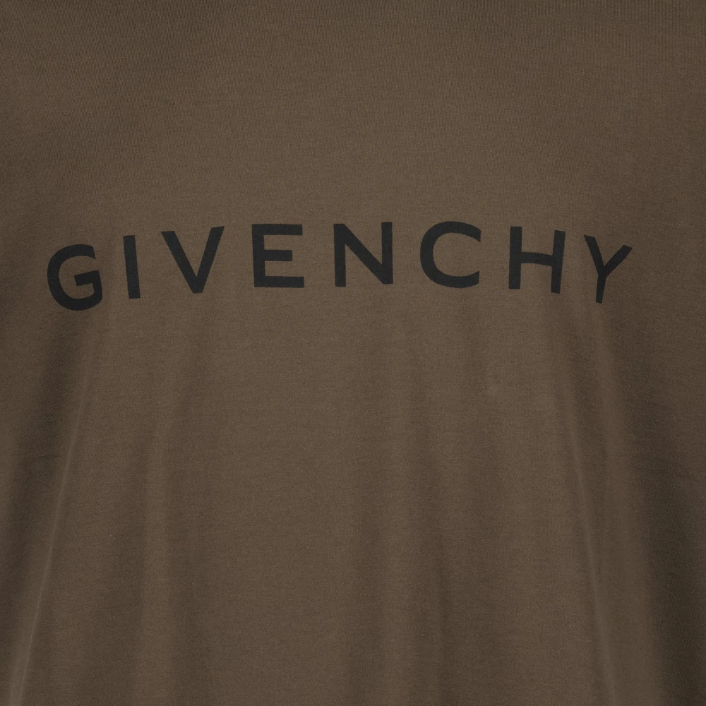 Givenchy Logo Print Ronde Hals T-shirt Brown Heren