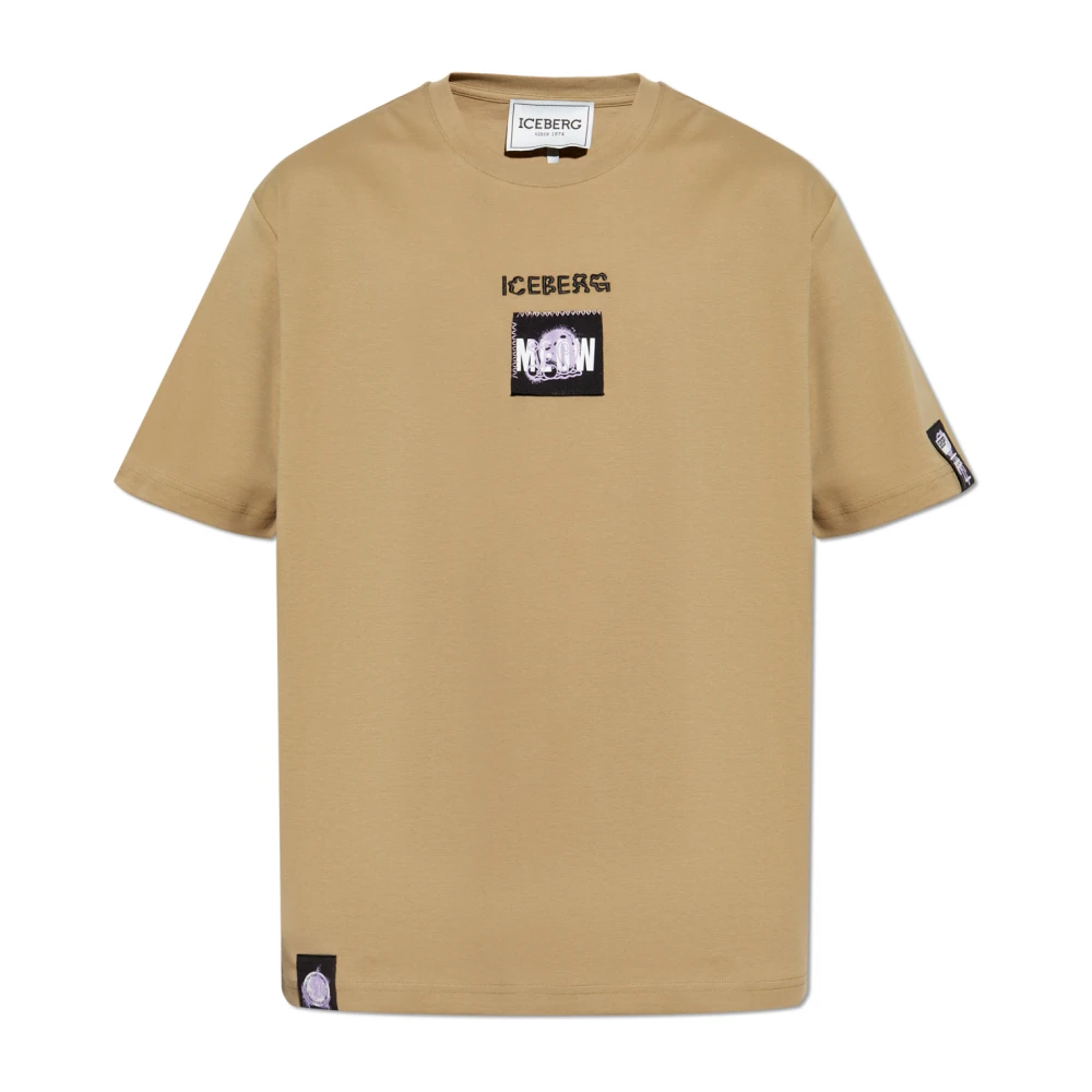 Iceberg T-shirt met patches Beige Heren
