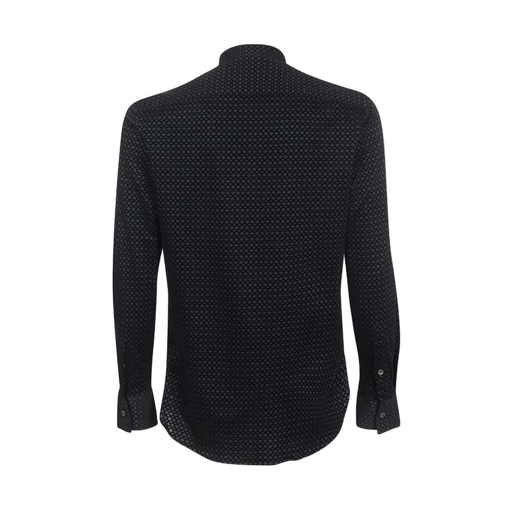 Emporio Armani Gestreept katoenen overhemd met lange mouwen Black Heren