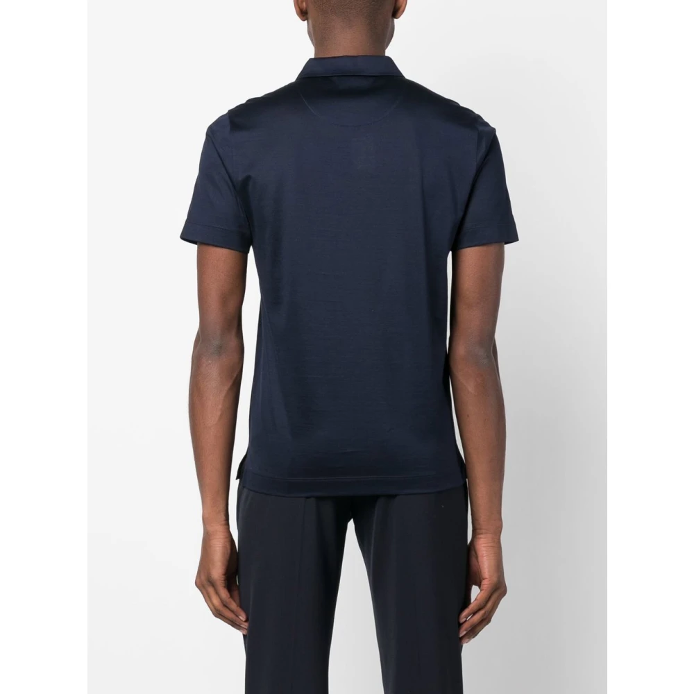 Canali Marine Polo Shirt Blue Heren