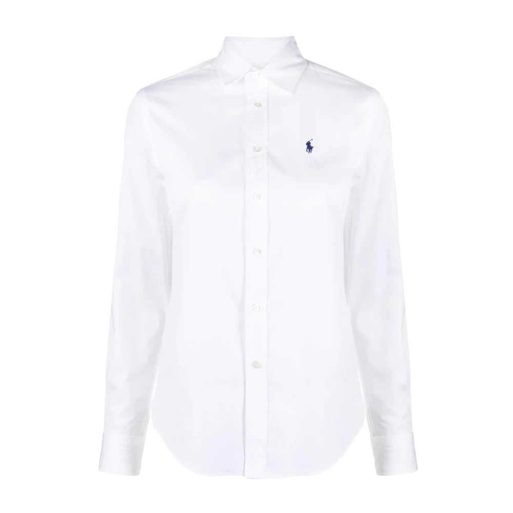 Polo Ralph Lauren Women's White Shirts, 2XS, Long Sleeve Button Front Shirt