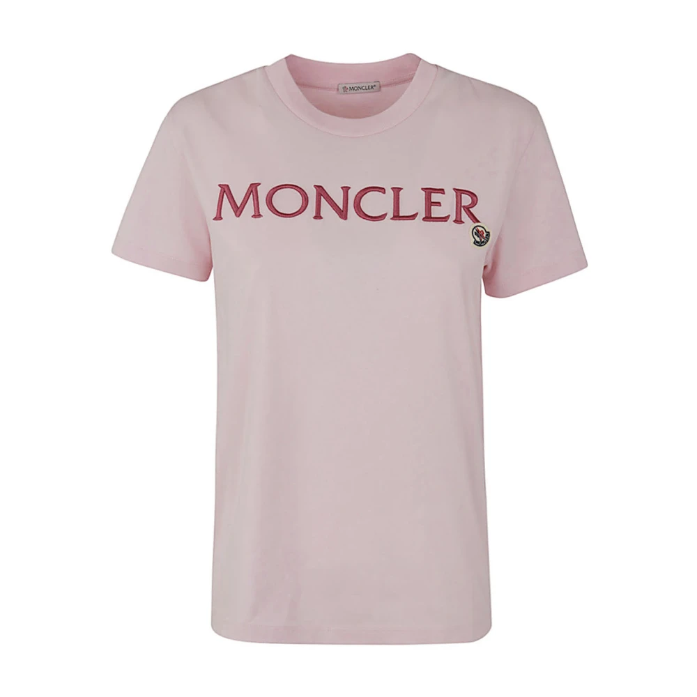 Moncler Roze Logo T-Shirt Pink Dames