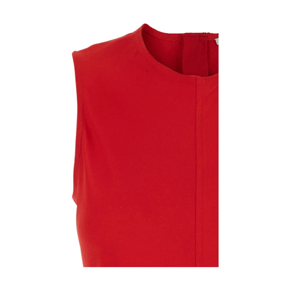 Ami Paris Rode Mouwloze Jurk Ronde Hals Viscose Red Dames