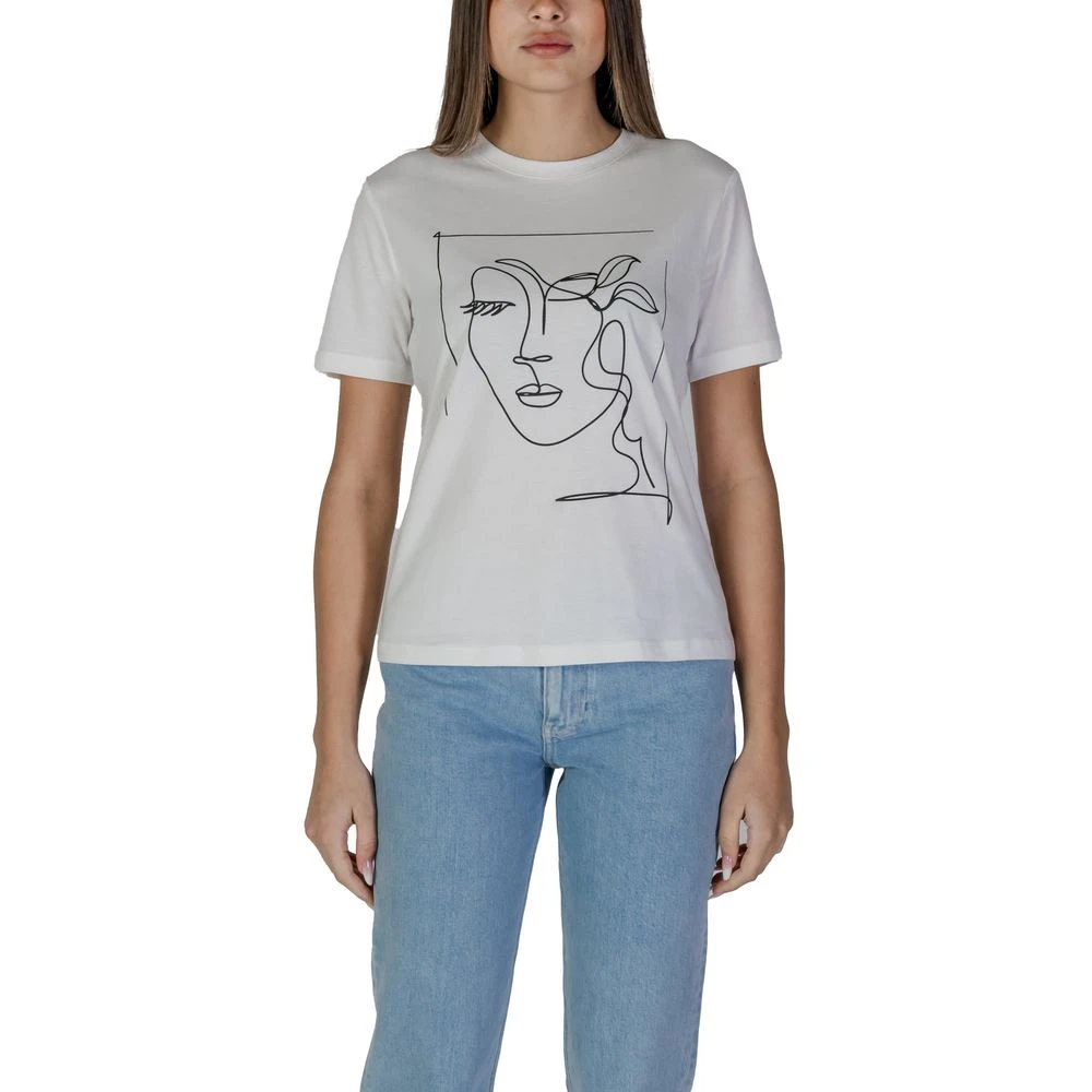 Vila Katoenen Korte Mouw T-shirt White Dames