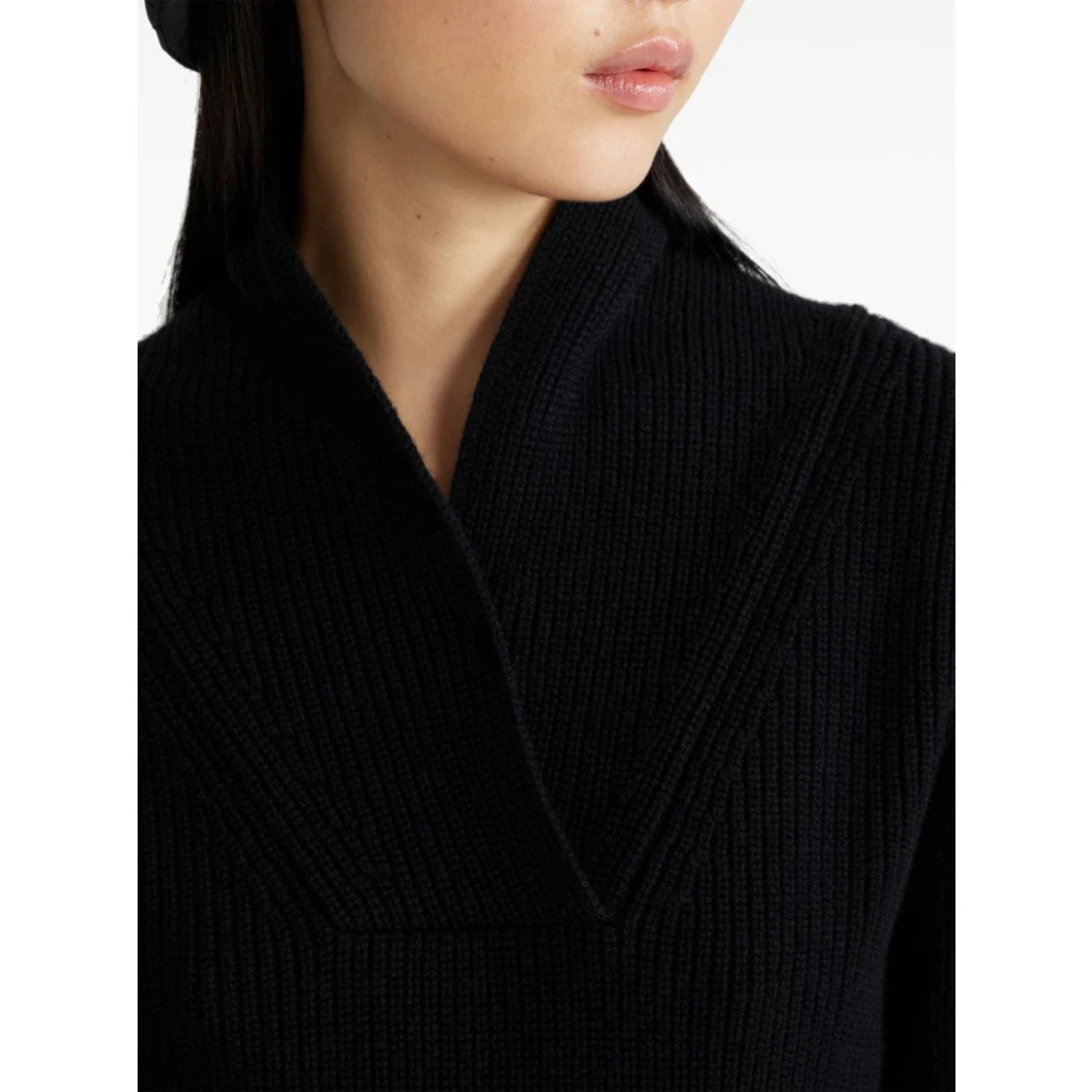 Patou Zwarte Merinowol Gebreide Trui Black Dames