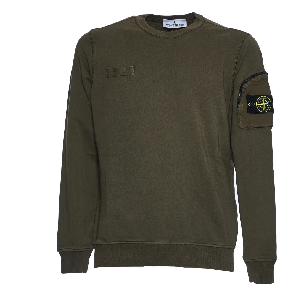 Stone Island Groene Crewneck Katoenen Sweatshirt met Ritszak Green Heren