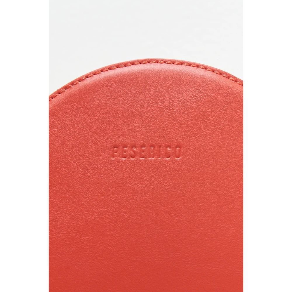 PESERICO Ronde echte leren tas met polsband en schouderband Red Dames