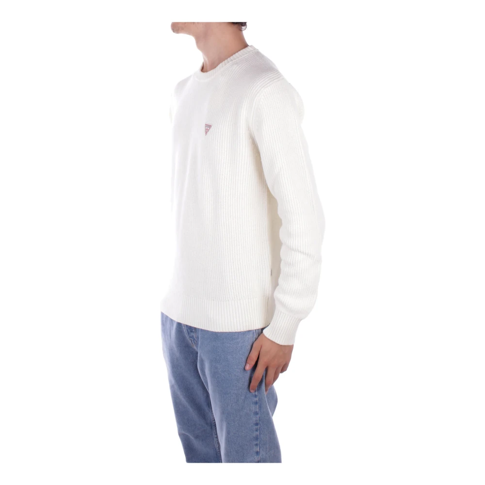 Guess Witte Logo Front Sweater White Heren