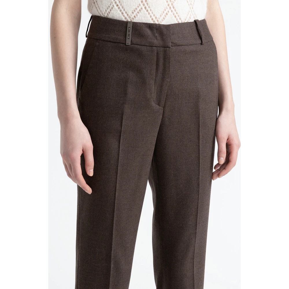 PESERICO Wollen en kasjmier flanellen broek Brown Dames