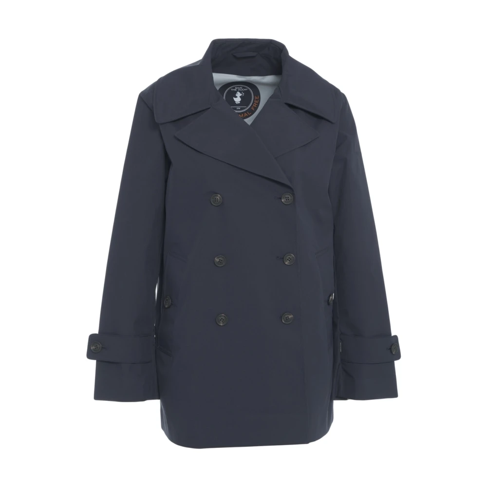 Save The Duck Women's Blue Trench Coats, Xl, Flared Trench Coat With Logo Details