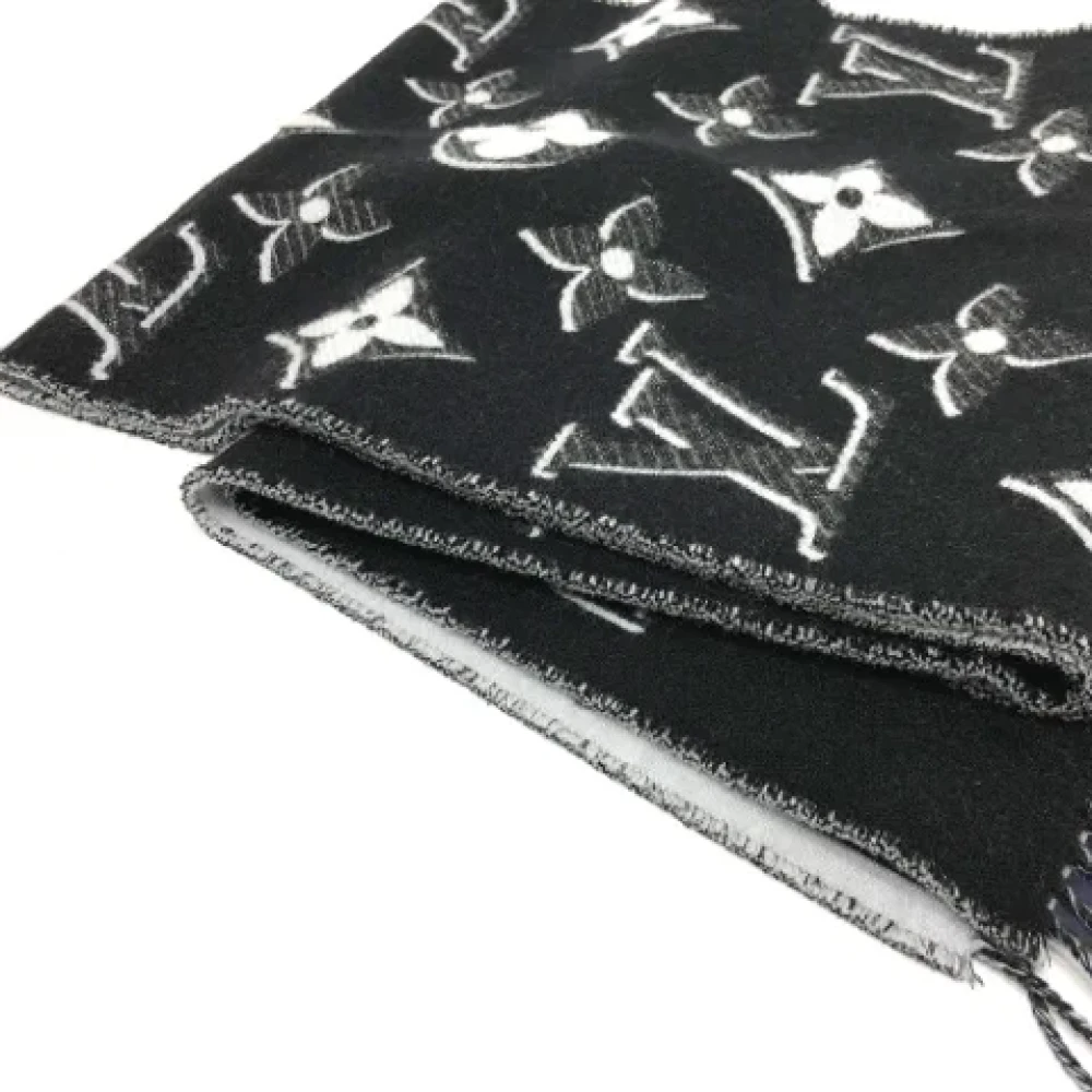 Louis Vuitton Vintage Pre-owned Wool scarves Black Dames