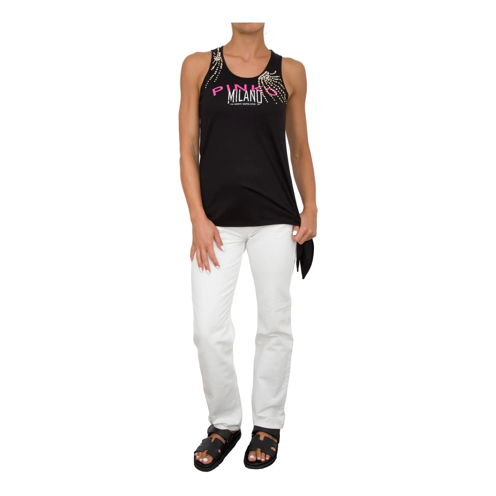 pinko Mouwloze Top in Trendy Stijl Black Dames