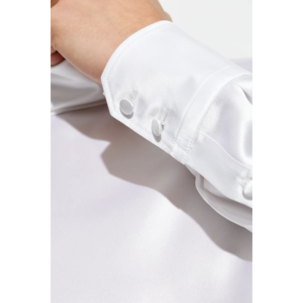 Dolce & Gabbana Zijden top met opstaande kraag White Heren