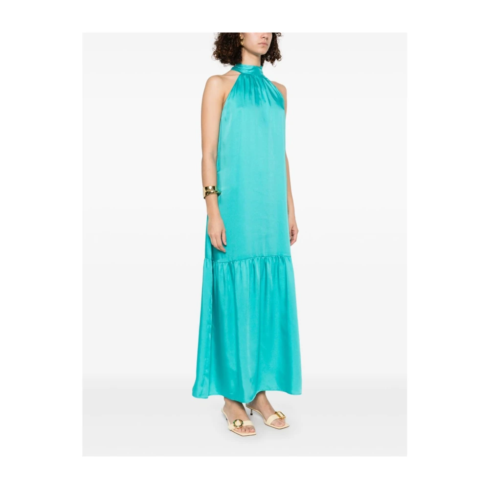 Liu Jo Turquoise Uitlopende Lange Jurk Blue Dames