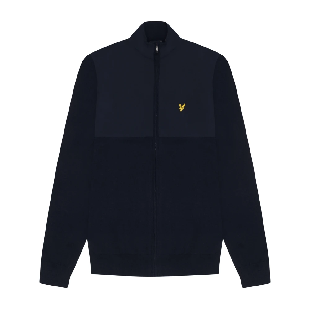 Lyle & Scott Gebreide Volledige Rits Trui Blue Heren