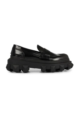 Svarta Trackstud Loafers Logo Gummisula