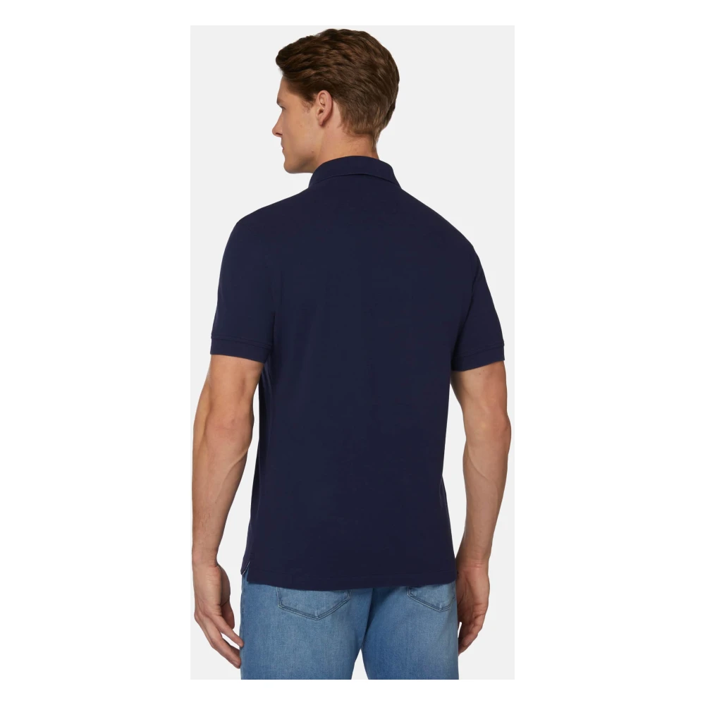 Boggi Milano Regular Fit Katoenen Pique Poloshirt Blue Heren