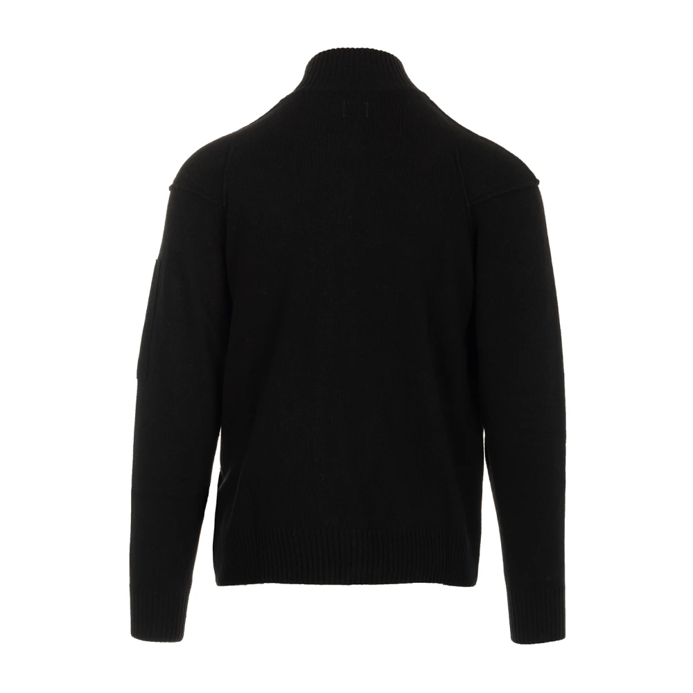 C.P. Company Zwarte Lamswol Ritsvest Sweaters Black Heren