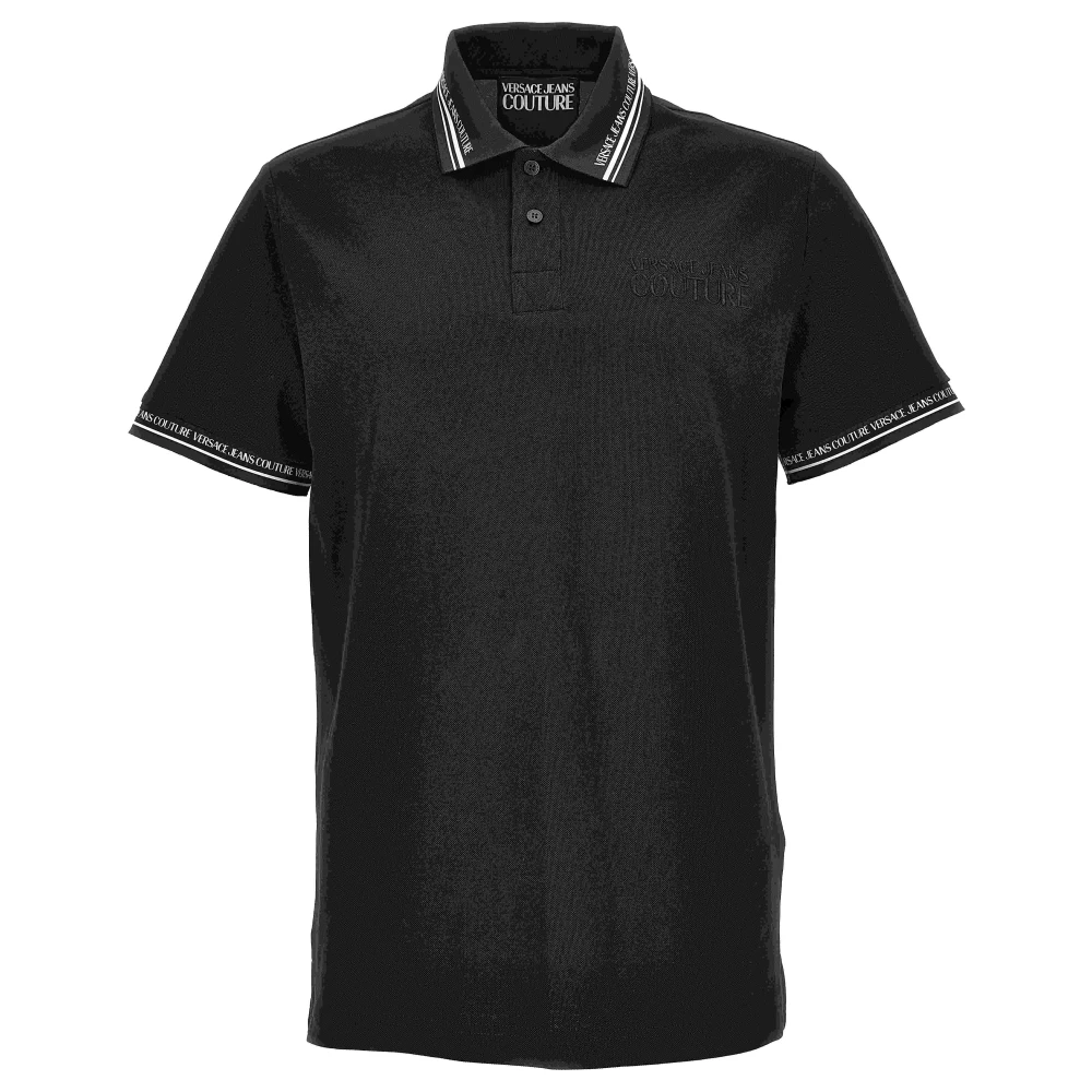 Versace Jeans Couture Zwarte Logo Print Polo Shirt Black Heren