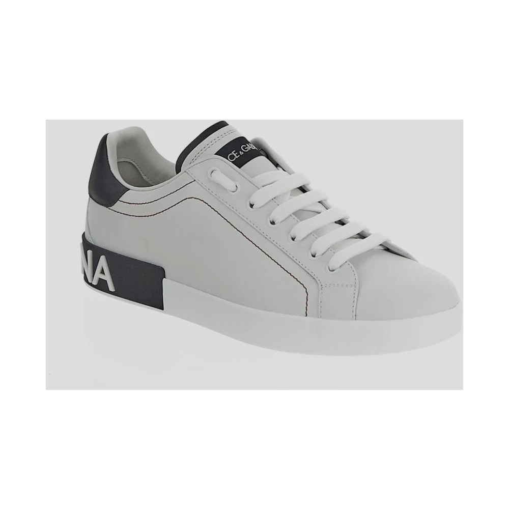 Dolce & Gabbana Leren Portofino Sneaker White Heren