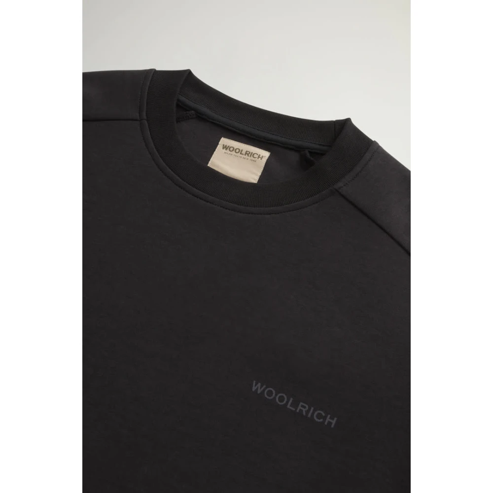 Woolrich Zwarte Tech Crewneck Sweater Black Heren