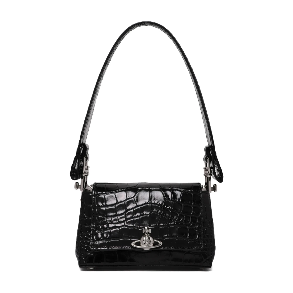 Vivienne Westwood , Shoulder Bags, Female, Black, One Size, Croc-Embossed Shoulder Bag