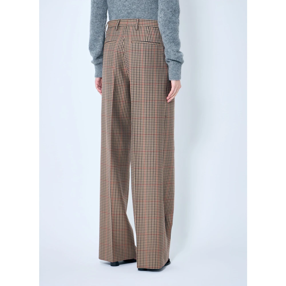Dries Van Noten Wollen geruite broek met voorplooien Multicolor Dames