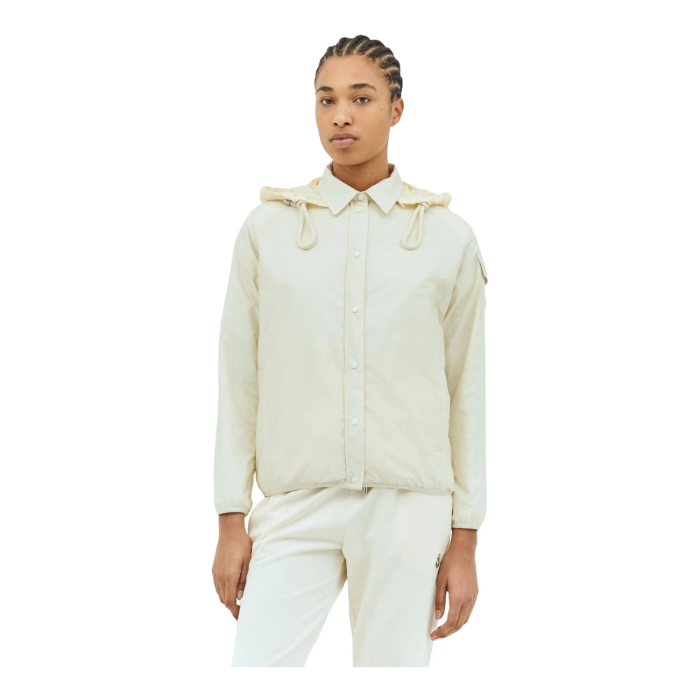 Moncler Afneembare capuchon gewatteerde overhemdjacket Beige Dames
